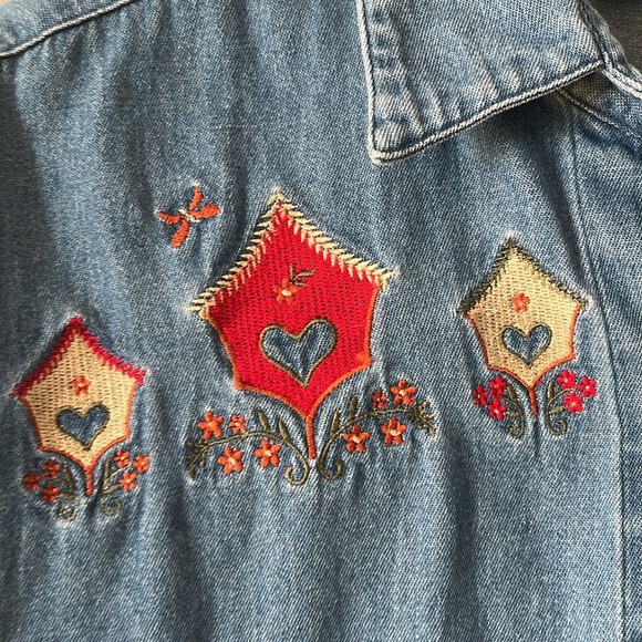 Vintage Maggie & Max Cottagecore Denim Button Down Shirt Size Medium - Picture 4 of 12